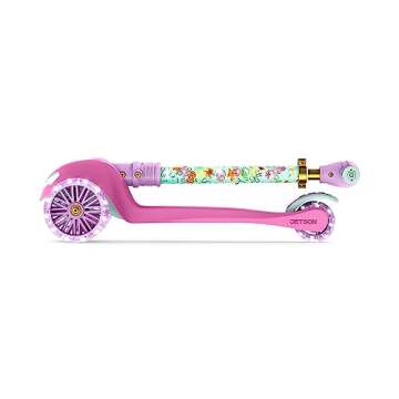 Jetson Disney Princess 3-Wheel Kick Kids Scooter, LED Lights on Stem & Light-Up Wheels, Lightweight Frame, Height-Adjustable Handlebar, Lean-to-Steer System, Easy-Fold Mechanism, Ages 3+, JPRNS2-3KIK