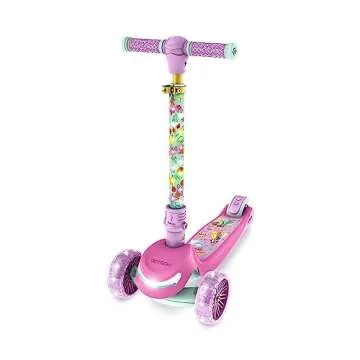 Jetson Disney Princess 3-Wheel Kick Kids Scooter, LED Lights on Stem & Light-Up Wheels, Lightweight Frame, Height-Adjustable Handlebar, Lean-to-Steer System, Easy-Fold Mechanism, Ages 3+, JPRNS2-3KIK