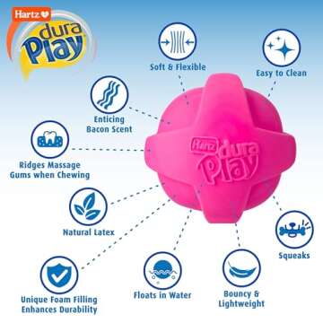 Hartz DuraPlay Ball Squeaky Latex Dog Toy, Medium 3 Pack