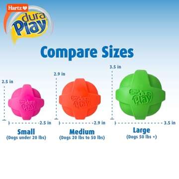 Hartz DuraPlay Ball Squeaky Latex Dog Toy, Medium 3 Pack