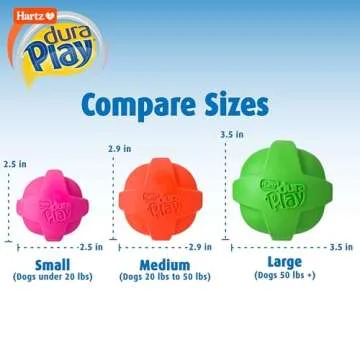 Hartz DuraPlay Ball Squeaky Latex Dog Toy, Medium 3 Pack