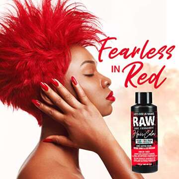 RAW Neon Red Demi-Permanent Hair Color, Vegan, Free from Ammonia, Paraben & PPD, lasts over 45 washes, 4oz