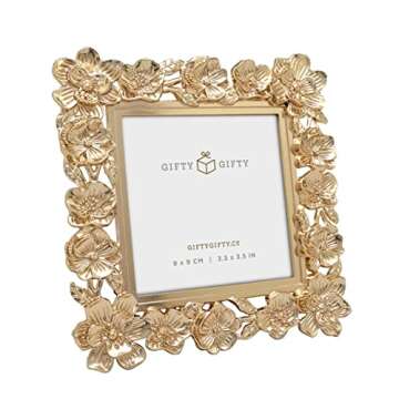 GIFTY GIFTY Square Spring Blossom Photo Frame / 3.5x3.5 In | For Vertical Display on Tabletops | Per...