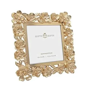 GIFTY GIFTY Square Spring Blossom Photo Frame / 3.5x3.5 In | For Vertical Display on Tabletops | Per...