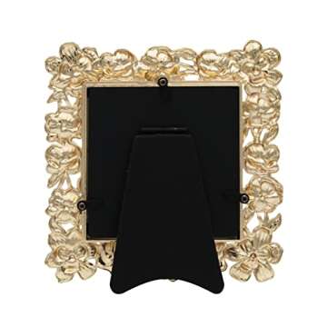 GIFTY GIFTY Square Spring Blossom Photo Frame / 3.5x3.5 In | For Vertical Display on Tabletops | Perfect for Home Decor, Wedding, Vacation, Graduation, Or Any Milestone Photos (Gold)