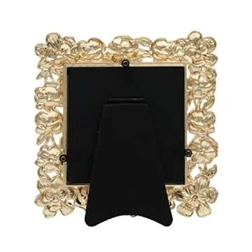 GIFTY GIFTY Square Spring Blossom Photo Frame / 3.5x3.5 In | For Vertical Display on Tabletops | Perfect for Home Decor, Wedding, Vacation, Graduation, Or Any Milestone Photos (Gold)