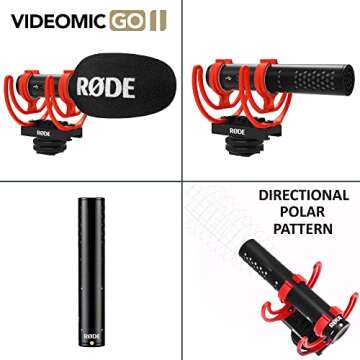 RØDE VideoMic GO + CAM CADDIE Scorpion JR (RED) - Compact On Camera Microphone with Ryocote Lyre Shock Mount + Hand Held Stabilizer Grip