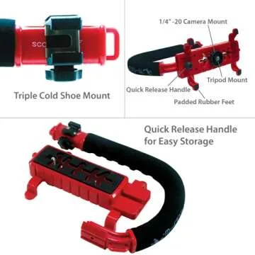 RØDE VideoMic GO + CAM CADDIE Scorpion JR (RED) - Compact On Camera Microphone with Ryocote Lyre Shock Mount + Hand Held Stabilizer Grip