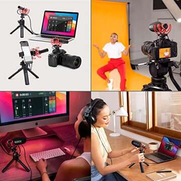 RØDE VideoMic GO + CAM CADDIE Scorpion JR (RED) - Compact On Camera Microphone with Ryocote Lyre Shock Mount + Hand Held Stabilizer Grip