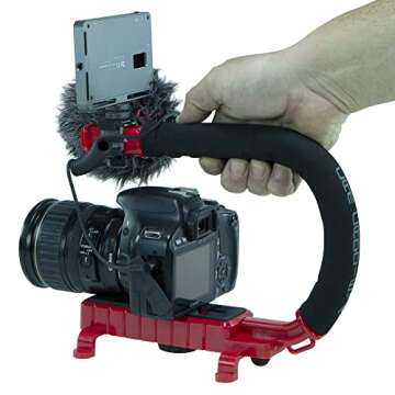 RØDE VideoMic GO + CAM CADDIE Scorpion JR (RED) - Compact On Camera Microphone with Ryocote Lyre Shock Mount + Hand Held Stabilizer Grip