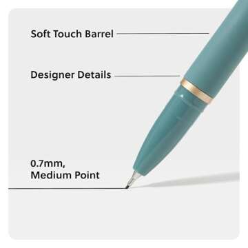 U Brands Catalina Felt Tip Pens, Set of 3, Soft Dye Colors and Soft Touch Finish, Medium (0.7 mm) Point, Black Ink