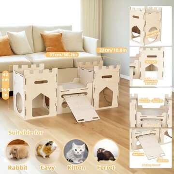 HIIMALEX Extra Large Wooden Bunny Castle for Pets