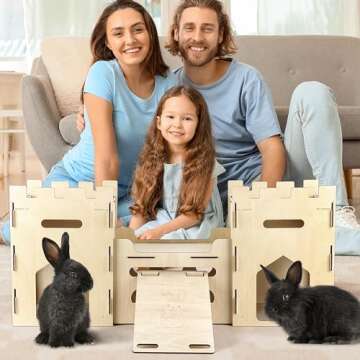 HIIMALEX Extra Large Wooden Bunny Castle for Pets