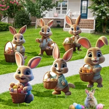 Charming 6 PCS Easter Bunny Decorations for Spring Festivals