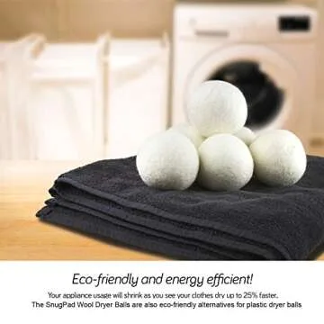 SnugPad 100% Organic Wool Dryer Balls, 6 Pack XL