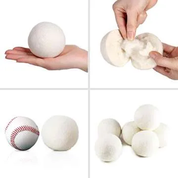 SnugPad 100% Organic Wool Dryer Balls, 6 Pack XL