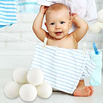 SnugPad Wool Dryer Balls XL Size 6 Pack, Natural Fabric Softener 100% Organic Premium New Zealand Wool, No Fillers, Anti Static, Lint Free, White 6 Count