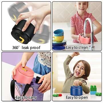 MAISON HUIS 8oz Soup Thermo Wide Mouth Vacuum Insulated Thermo Food Jar, Leak Proof Stainless Steel Food Thermo for Hot&Cold Food Kids Food Lunch Soup Container for School Travel (Pink)