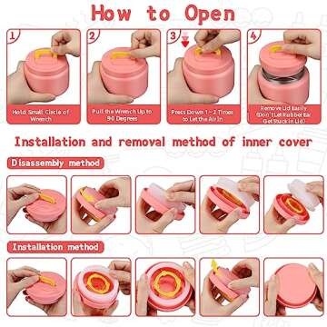 MAISON HUIS 8oz Soup Thermo Wide Mouth Vacuum Insulated Thermo Food Jar, Leak Proof Stainless Steel Food Thermo for Hot&Cold Food Kids Food Lunch Soup Container for School Travel (Pink)