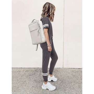 MASCOMODA Womens Two Piece Outfits 2024 Summer Short Sleeve Quarter Zip Pullover Tops Jogger Pants Tracksuit Loungewear Set(Dark Grey,Small)