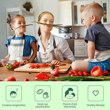 Suhctuptx 14 Pieces Wooden Kids Kitchen Knife Set with Gloves Cutting Board Fruit Vegetable Crinkle Cutters Serrated Edges Plastic Toddler Knifes for Real Cooking Kid Safe Knives - Crocodile