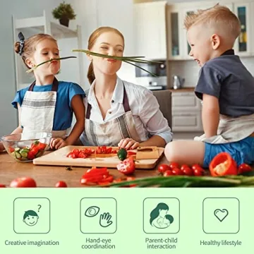 Suhctuptx 14 Pieces Wooden Kids Kitchen Knife Set with Gloves Cutting Board Fruit Vegetable Crinkle Cutters Serrated Edges Plastic Toddler Knifes for Real Cooking Kid Safe Knives - Crocodile