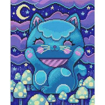 DIAMOND ART CLUB Midnight Manekineko Diamond Painting Kit, Fun DIY Crafts for Adults, Round Diamond Art Canvas for Beginners, 13" x 16" (32.8 x 40.9 cm)