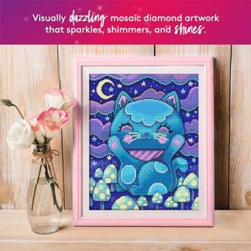 DIAMOND ART CLUB Midnight Manekineko Diamond Painting Kit, Fun DIY Crafts for Adults, Round Diamond Art Canvas for Beginners, 13" x 16" (32.8 x 40.9 cm)