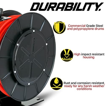 ReelWorks Air Hose Reel Retractable 3/8" x 50' Hybrid Hose