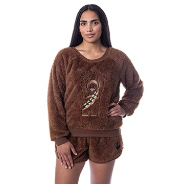 Star Wars Chewbacca Roar Women's Sweater & Shorts Pajama Set, Small Brown