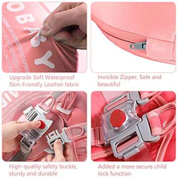 Mambobaby Float Upgrade Add Tail Baby Float with Canopy for Infant Waist Swimming Ring Swim Trainer Non-Inflatable Floats Toys with Adjustable Safety Strap (Flamingo)