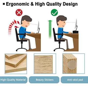 TEAMIX 2 Pack Monitor Stand Riser-20 inch, Wood Monitor Stand, Desktop Organizer TV/Screen/PC/Printer/Laptop Riser, Computer Stand with Keyboard Organizer Desktop Stand, Monitor Riser