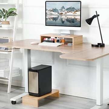 TEAMIX 2 Pack Monitor Stand Riser-20 inch, Wood Monitor Stand, Desktop Organizer TV/Screen/PC/Printer/Laptop Riser, Computer Stand with Keyboard Organizer Desktop Stand, Monitor Riser