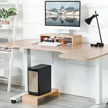 TEAMIX 2 Pack Monitor Stand Riser-20 inch, Wood Monitor Stand, Desktop Organizer TV/Screen/PC/Printer/Laptop Riser, Computer Stand with Keyboard Organizer Desktop Stand, Monitor Riser