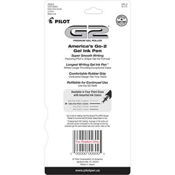 Pilot, G2 Premium Gel Roller Pens, Extra Fine Point 0.5 mm, Pack of 5, Black