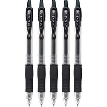 Pilot, G2 Premium Gel Roller Pens, Extra Fine Point 0.5 mm, Pack of 5, Black