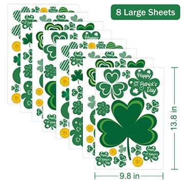 St Patricks Day Decorations Stickers, St. Patrick's Day Window Clings Decor, 128 PCS Reusable Electr...