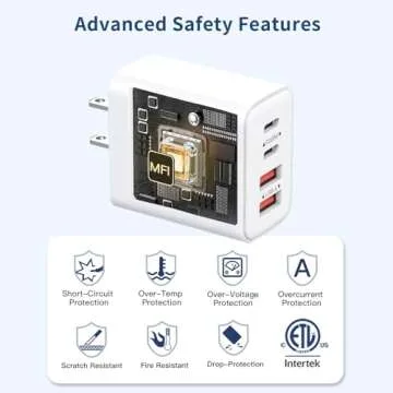 USB C Charger Block 40W, 2Pack 4-Port Type C Fast Charging Blocks, PD USB C Wall Plug + QC USB A Charger Cube Multiport Brick Compatible with iPhone 16 15 14 13 12 11 Pro Max XS, Samsung