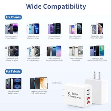 USB C Charger Block 40W, 2Pack 4-Port Type C Fast Charging Blocks, PD USB C Wall Plug + QC USB A Charger Cube Multiport Brick Compatible with iPhone 16 15 14 13 12 11 Pro Max XS, Samsung