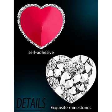 Hercicy Rhinestone Pasties Breast Covers Adhesive Pasties Glitter Breast Covers Reusable Stickers Bra Covers for Women(Silver,Heart Style)