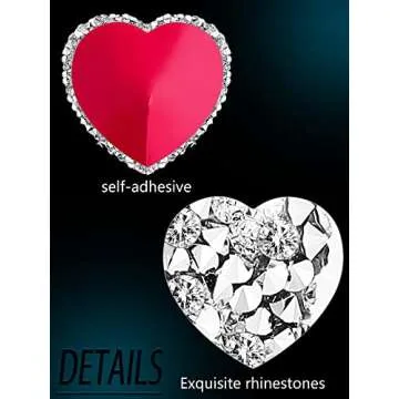 Hercicy Rhinestone Pasties Breast Covers Adhesive Pasties Glitter Breast Covers Reusable Stickers Bra Covers for Women(Silver,Heart Style)