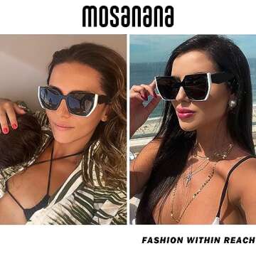 mosanana Square Cat Eye Sunglasses for Women Trendy Black Gold Cateye Rectangle Cool 90s Cute Funky ...