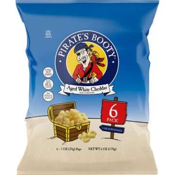Pirate's Booty Aged White Cheddar Cheese Puffs 6ct - Healthy Gluten Free Kids Snack