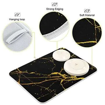 Elegant Marble Dish Drying Mat for Kitchen Counter