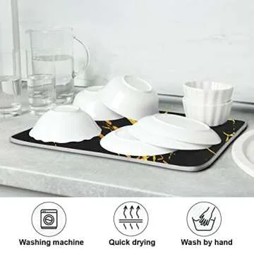 Elegant Marble Dish Drying Mat for Kitchen Counter