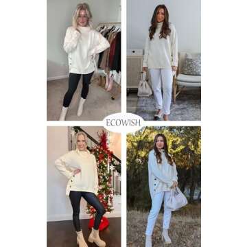 Shop ECOWISH Women’s Cozy Fall Pullover Sweater