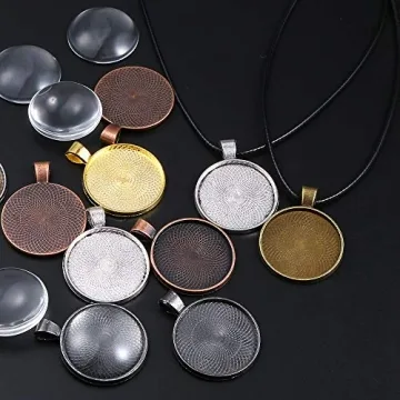 PP OPOUNT Craft Pendant Trays & Necklace Cords Set