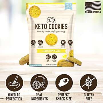 Proudly Pure Mini Bite Size Healthy Snackss - Healthy Keto Snacks Low Carb, Diet Friendly, Tasty and Delicious Gluten Free Food Treats Made With Real All Natural Ingredients Keto Cookies, Keto Snacks 3 Pack (Lemon poppy Seed)