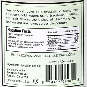 Jacobsen Salt Co. Pure Flake Finishing Salt, 17.6 Ounce