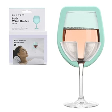 30 Watt Silicone Wine Glass Holder for Bath & Shower, Give The Gift of an at Home Spa Bathtub Relaxa...